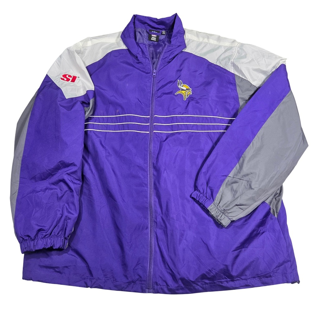 Reebok NFL Minnesota Vikings Purple‎ Gray Windbreaker Jacket Mens XXL Football